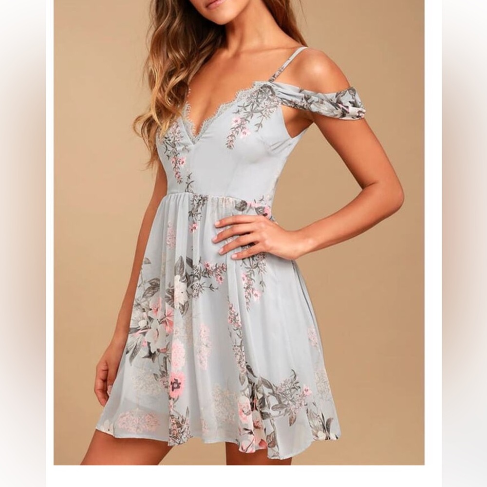 Lulus Verona light blue off the shoulder dress - Picture 2 of 13